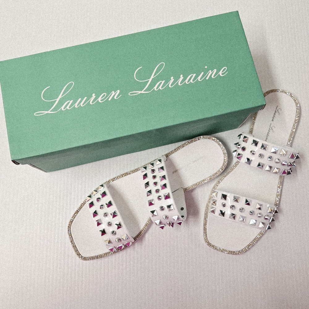 Lauren Lorraine White Studded Sandals
